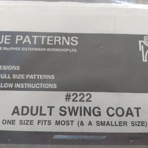 Vintage Swing Coat Sewing Pattern Retro 90s MacPhee Workshop - Picture 8 of 16